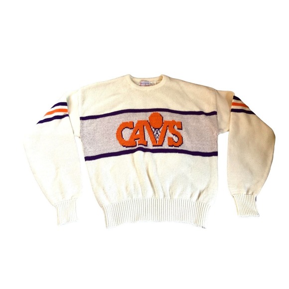 Vintage 80s Cliff Engle Cleveland Cavs XL Sweater White - Picture 2 of 7
